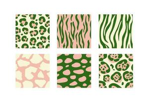 Animal skin abstract patterns. Vector hand drawn set.