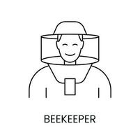 Beekeeper in overalls, linear icon in vector, illustration of beekeeper in protective clothing. vector