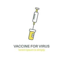 Icon. Vaccination. Syringe is stuck into a bottle with a vaccine. Vector illustration.