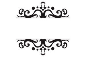 schwarz Strudel Ornament Titel Rand Design mit transparent Hintergrund png
