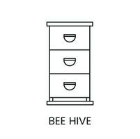 Hive bees icon line in vector, illustration of bee hive for beekeeping. vector