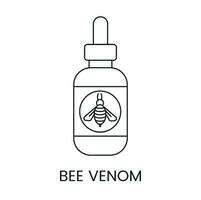 Bee venom icon line in vector, illustration of a bottle with a bee. vector