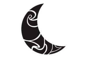 Black Crescent Moon Ornament On Transparent Background png