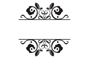 svart virvla runt flora prydnad titel gräns design med transparent bakgrund png
