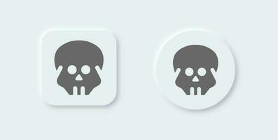 Skull solid icon in neomorphic design style. Skeleton signs vector illustration.