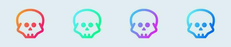 icono de la línea del cráneo en colores degradados. esqueleto signos vector ilustración.