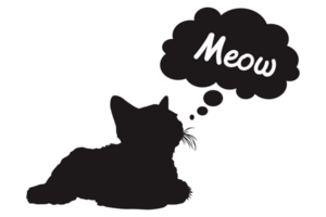 Thinking Cat Silhouette Design With Transparent Background png