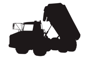 Silhouettes Of Heavy Construction Truck Vehicles On Transparent Background png