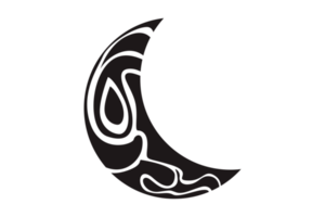 Black Crescent Moon Ornament On Transparent Background png