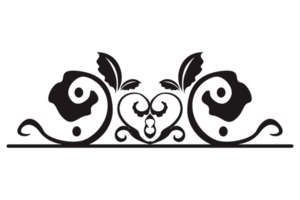Black Swirl Flora Ornament Border Design With Transparent Background png