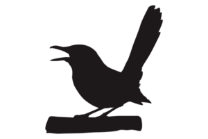 Perched Bird Silhouette On Transparent Background png