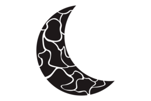 Preto crescente lua enfeite em transparente fundo png