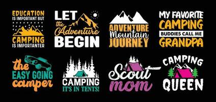 camping T shirt Design Bundle, Vector camping T shirt  design, camping shirt, camping, hiking, outdoor, typography T shirt design Collection