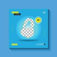 Modern social media post earphone vector