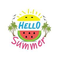 Hello Summer funny illustration free Vector design