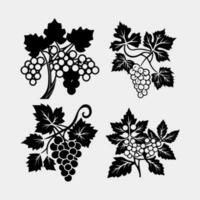 conjunto de uvas con hojas vector
