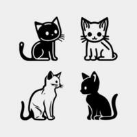 set of cute little cats isolated vector