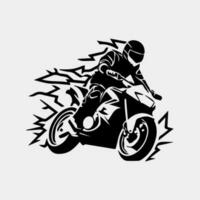 motorcycle rider. Vector silhouette. isolated on white