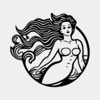 mermaid logo design with silhouette style. vector