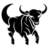 animal mamífero toro logo negro y blanco silueta vector