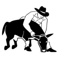 Brazilian rodeo sport called pega do garrote in black and white vector