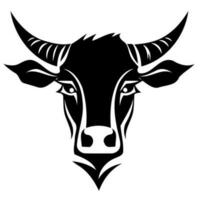 negro y blanco vaca cabeza logo vector