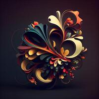 abstract colorful background with swirls and floral elements, illustration, Image photo