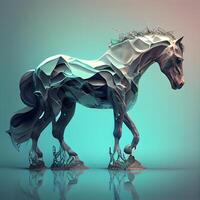 Horse made of polygonal shapes. 3d render illustration, Image photo