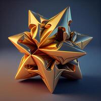 Abstract 3d rendering of a golden star on a dark background., Image photo