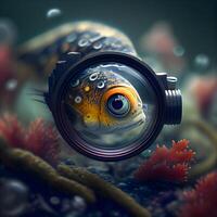 Underwater world with fish and corals. 3d illustration., Image photo