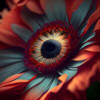 Macro shot of an orange and red gerbera flower., Image photo