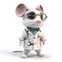 Cute cartoon mouse with a stethoscope around his neck., Image photo