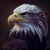 Bald Eagle on a dark background. 3D illustration. Vintage style., Image photo