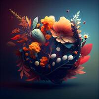 Abstract floral background with flowers and leaves. illustration for your design, Image photo