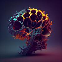 Human brain made of colorful elements. 3D rendering. 3D illustration., Image photo