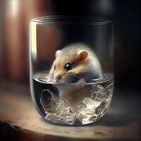 Hamster in a glass of ice. 3d rendering, 3d illustration., Image photo