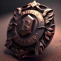 3D rendering of a badge with the letter B in the center., Image photo