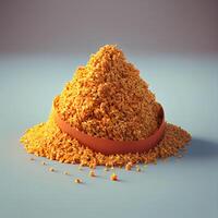 Pile of wheat grains with orange ribbon. 3d illustration., Image photo