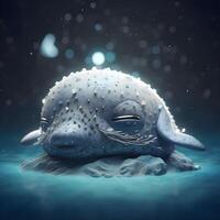 Whale in the sea. 3D render. Fantasy illustration., Image photo