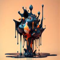 3d illustration of a drop of paint dripping. 3d rendering, Image photo