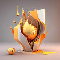 3d render of an abstract composition with a ball in the center, Image photo