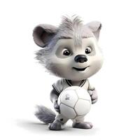 3D rendered illustration of a cartoon character with a soccer ball., Image photo