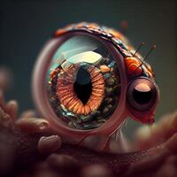 3d illustration of eye with blood cells in it. 3d rendering, Image photo