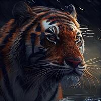 Portrait of a tiger in the water. Digital painting effect., Ai Generative Image photo