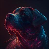 Digital Illustration of a Labrador Retriever with Colored Light, Image photo