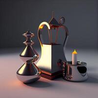 3d representación de un magia poción en un botella en un mesa, ai generativo imagen foto