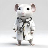 3D rendering of a cute little mouse doctor with stethoscope, Image photo