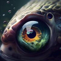 Eye of a fish with the reflection of the flag of the Republic of Kazakhstan, Image photo