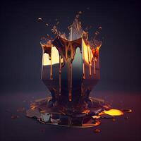 3d rendering of an old vase with broken glass and splashes of liquid., Image photo