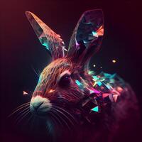 Rabbit with polygonal background. Digital illustration. 3d rendering, Image photo
